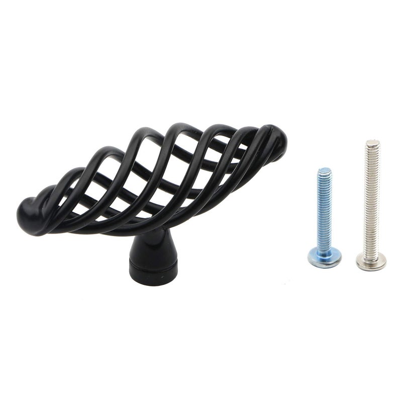 Pxyelec 6 Pack Muted Black Birdcage Nest Twist Cabinet Wardrobe Door Handle Drawer Cupboard Kitchen Dresser Pull Single Hole - Image 1